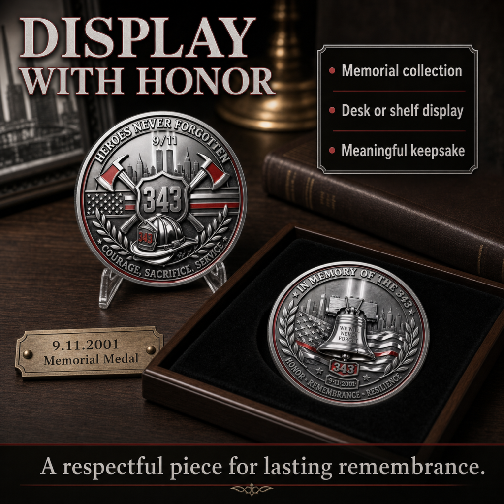 Never Forget 9.11.2001 First Responders Commemorative Metal Medal