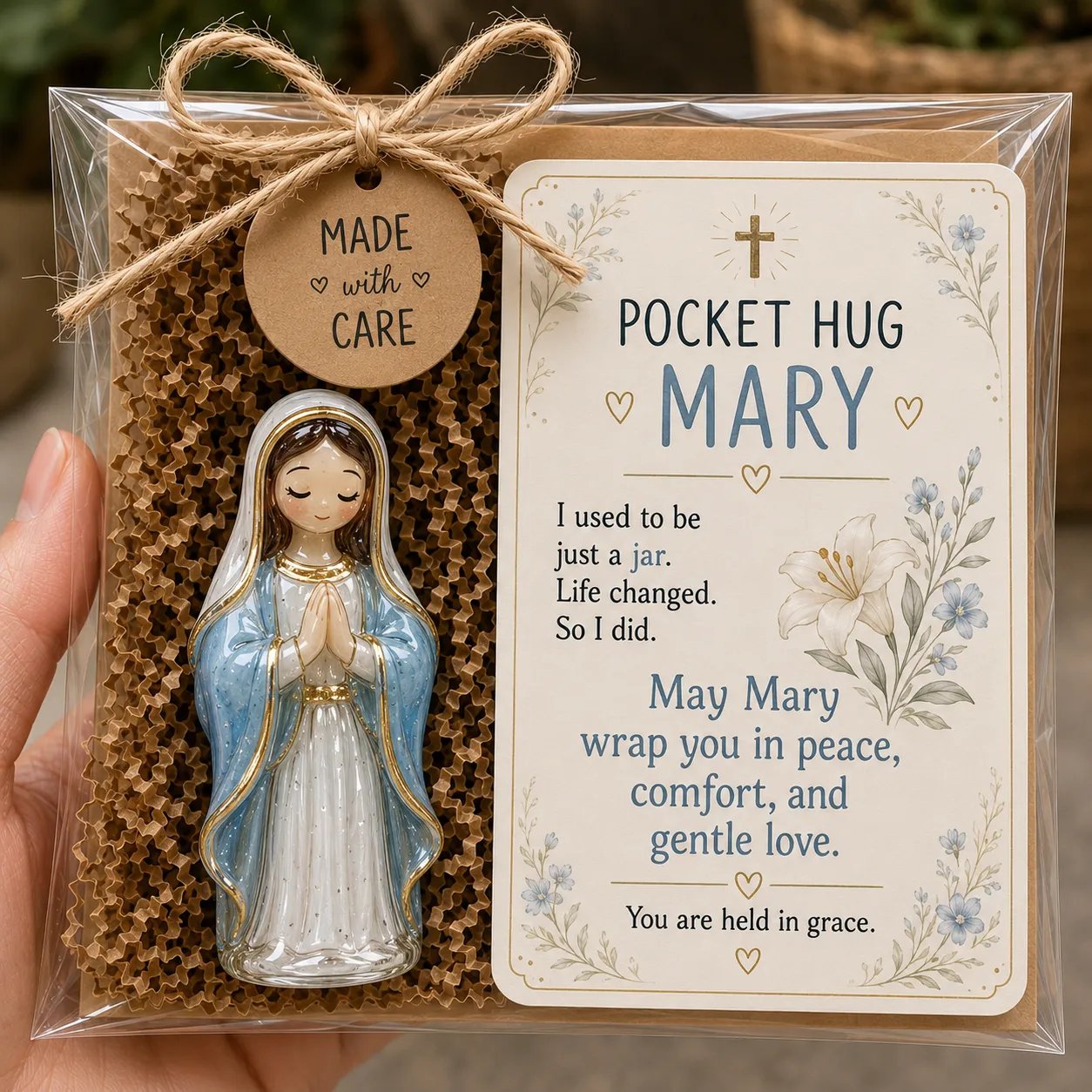 ✝️ Christian Pocket Blessing Keepsake Gift Set Collection | Devotional Figure, Scripture-Inspired Encouragement Card & Gift-Ready Packaging Included 🤍