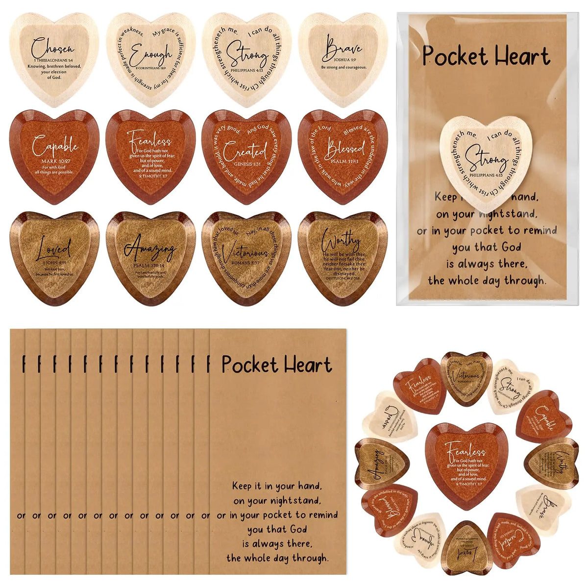 🔥 LAST DAY 49% OFF - ✝️ Christian Pocket Hearts Gift Set – 12 Faith-Filled Keepsakes of Love & Encouragement 🎁