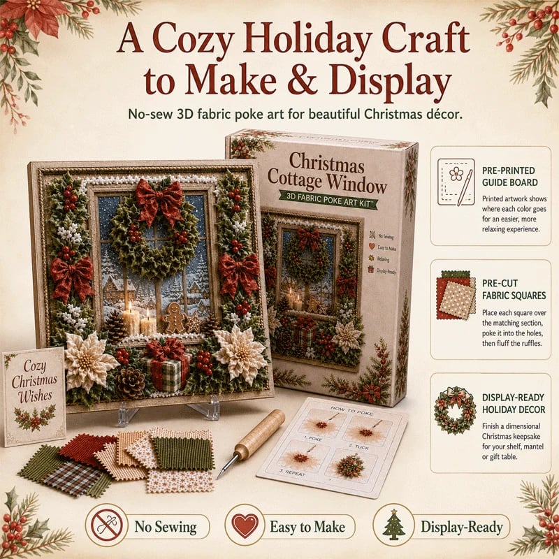 🔥HOT SALE🔥🎁 3D Christmas Fabric Poke Art Kit