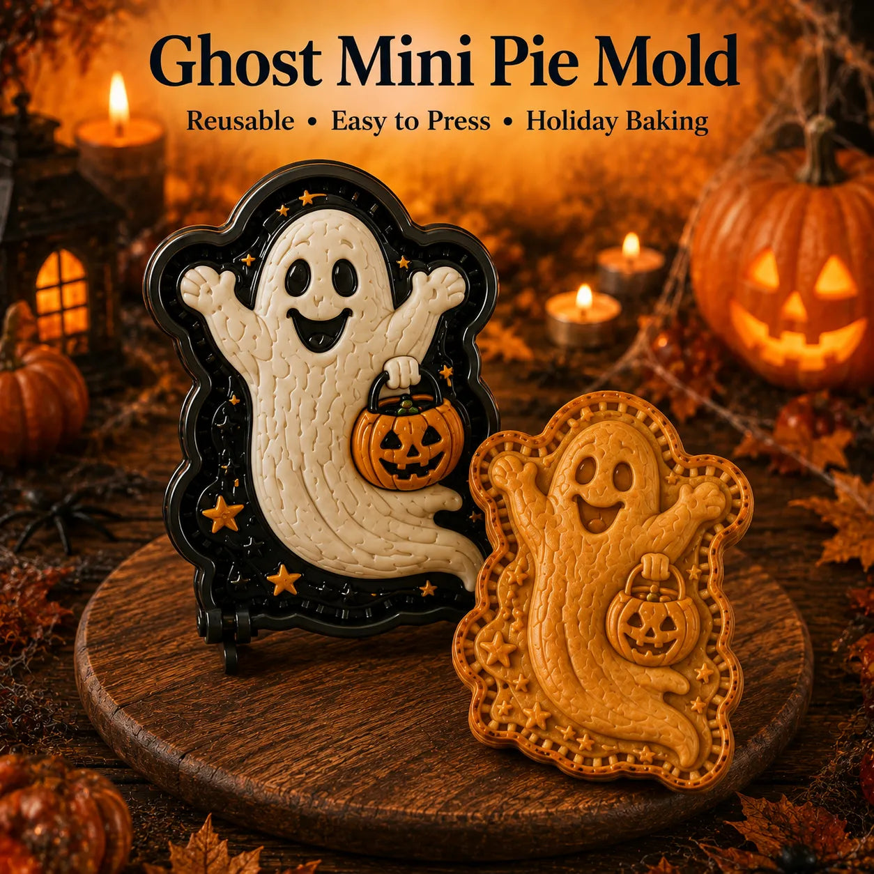 🎃 Halloween Mini Pie Mold Collection | Reusable Embossed Molds for Shaping Detailed Pumpkin, Ghost, Reindeer, Tree & Holiday Pies 🥧✨