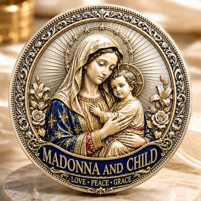 Sacred Heritage Commemorative Metal Coin Collection | 3D High-Relief Christian Faith Medals (Jesus Is King &amp; Madonna and Child)