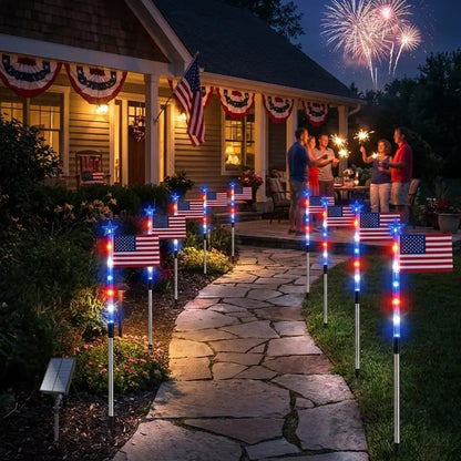 🌟Last Day 49% OFF - 8 Solar American Flag Pathway Lights – Red, White & Blue Yard Glow for 250th Independence Celebration 🇺🇸✨