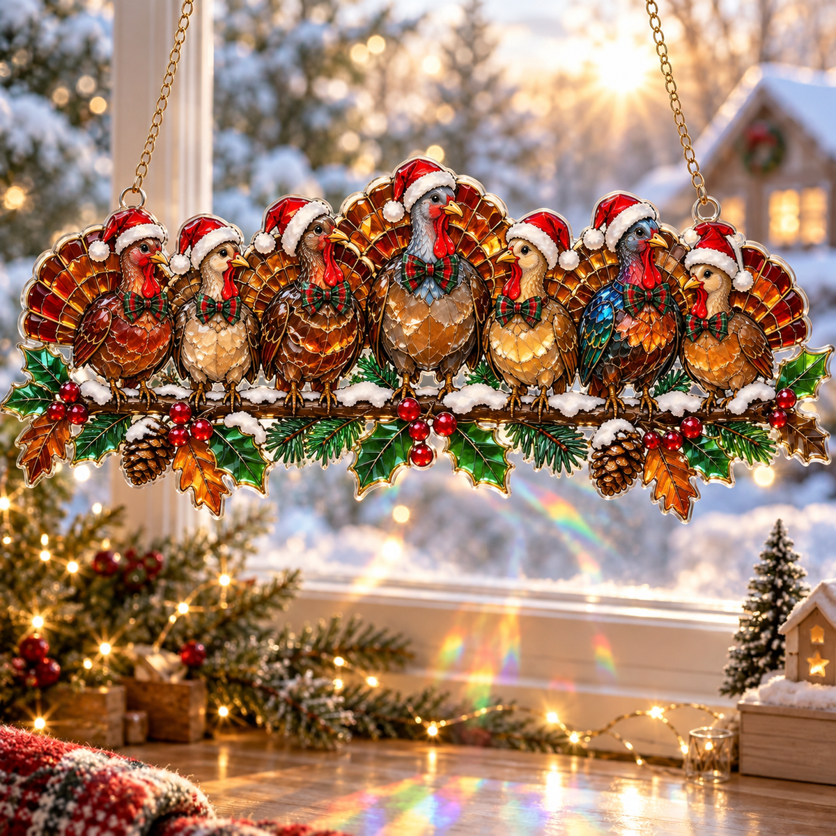 ✨ Whimsical Winter Suncatchers(11 types) | Shatterproof "Stained-Glass" Acrylic Window Hangings 🎄