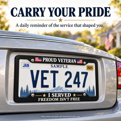 Veteran Metal License Plate Frame | Built for Those Who Served — And Those Who Never Forgot.