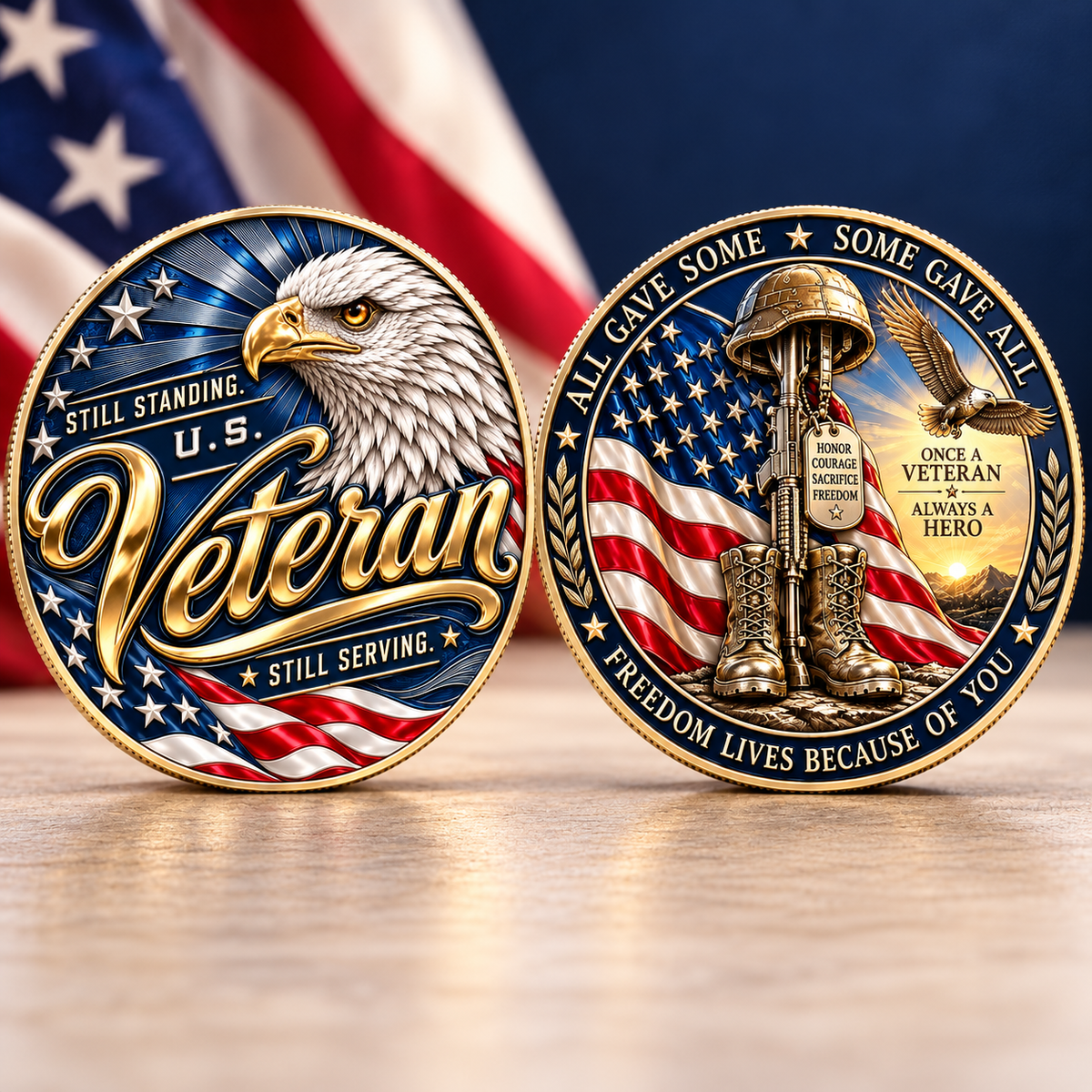 Still Standing U.S. Veteran Commemorative Medal – “Once a Veteran, Always a Hero” Patriotic Tribute Keepsake