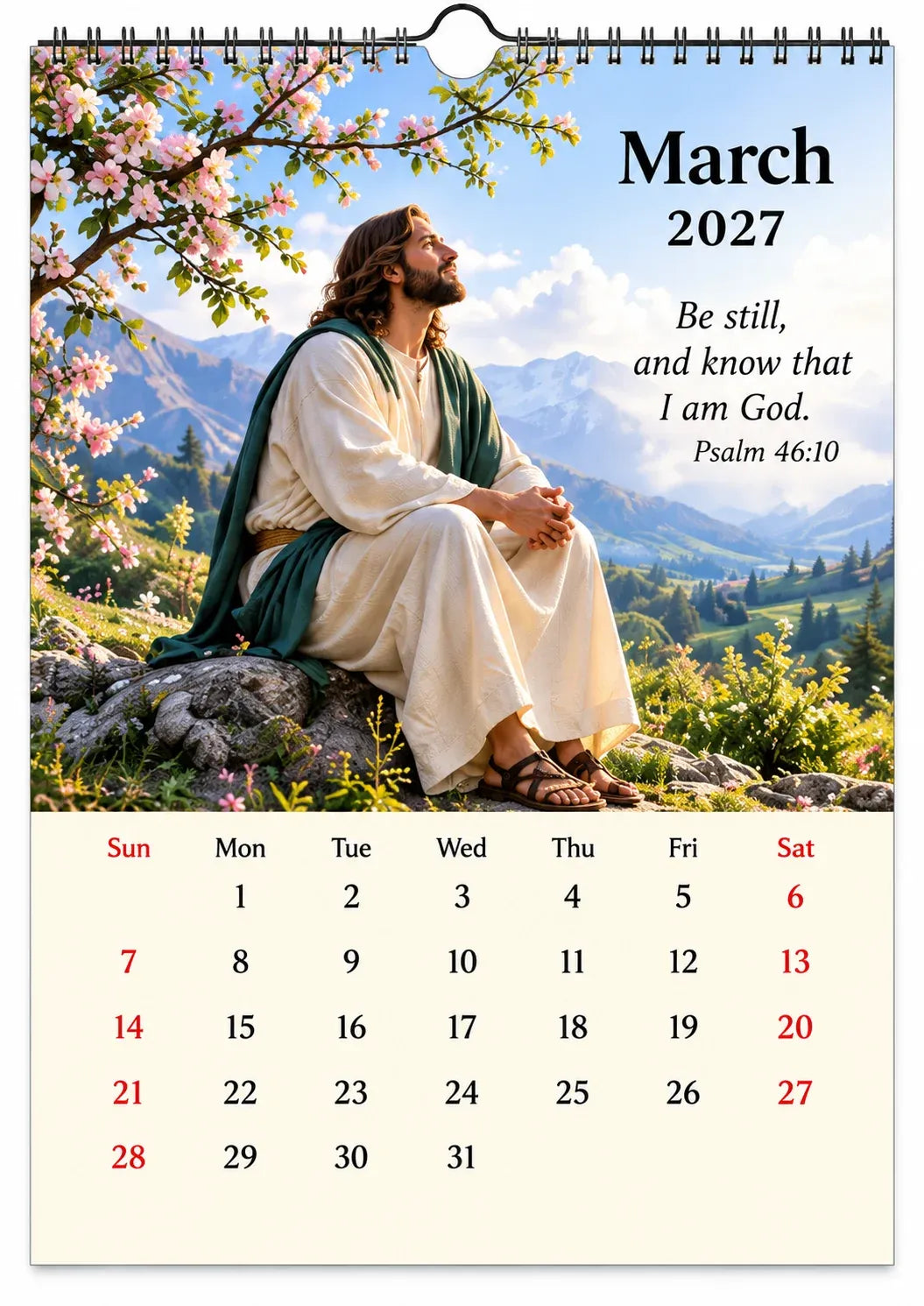 ✝️ 2027 Seasons of Faith Wall Calendar | 12 Months of Christian-Inspired Artwork, Peaceful Countryside Scenes & Shepherd Imagery for Home, Prayer Spaces & Meaningful Gifts 🌿
