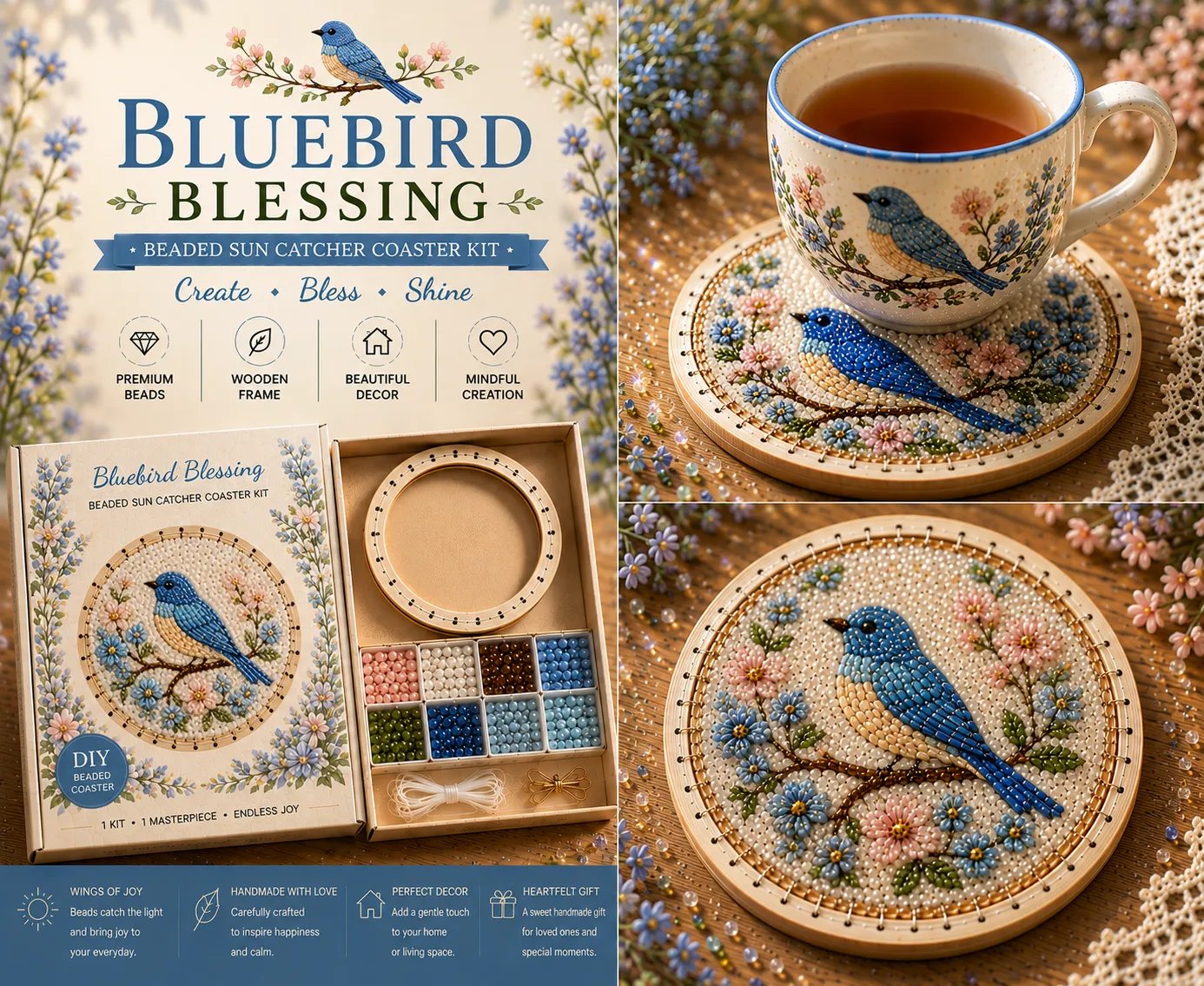 🌸 Beaded Sun Catcher Coaster Kit Collection