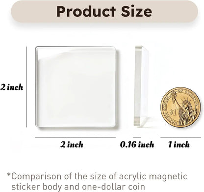 ✂🎞10 Pack Clear Acrylic DIY Fridge Magnets Set with Adhesive Backing – Square Magnetic Photo Frames💕