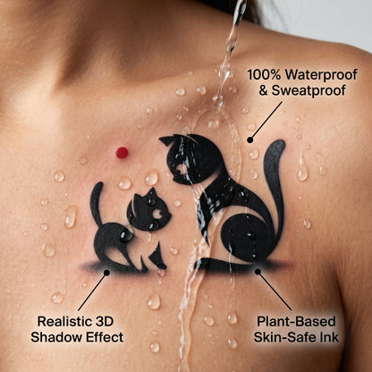 3D Shadow Cat & Kitten Temporary Tattoo - Waterproof & Skin-Safe🐾