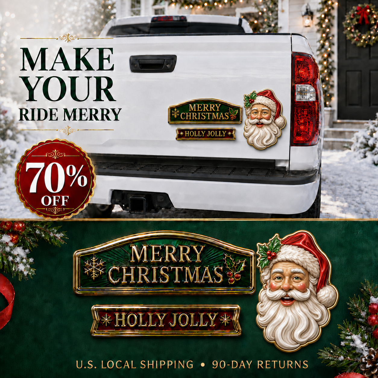 ⚡50K+ SOLD!🔥 3-Piece Christmas Car Emblem Metal Badge Set – Multiple Festive Character Styles Available