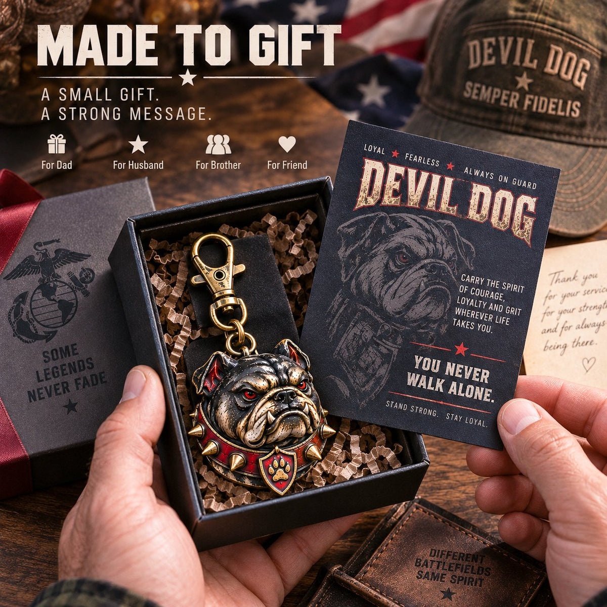 🔥LAST DAY 50% OFF - 🐶 Devil Dog Guardian Metal Keepsake Keychain With Card