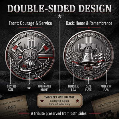 Never Forget 9.11.2001 First Responders Commemorative Metal Medal