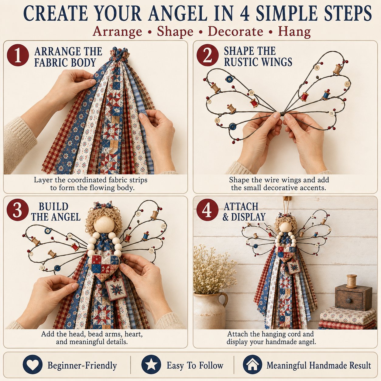 🔥LAST DAY 50% OFF - 🪽 Angel Fabric Hanging DIY Kit - Stitch a Little Blessing That Stays Forever
