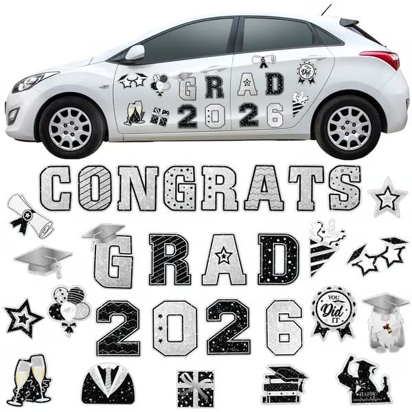 🎓 2026 Grad Car Magnets 🧲 – 30-Piece Set for Celebration Decor (Cars, Fridges & More)