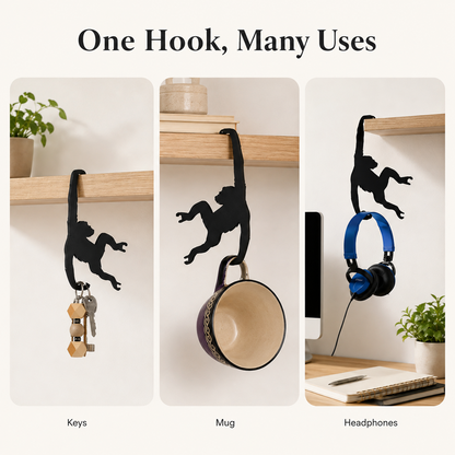 🐵🍌 Monkey Hanger Hooks – 3-Pack Space- Saving Utility Hooks