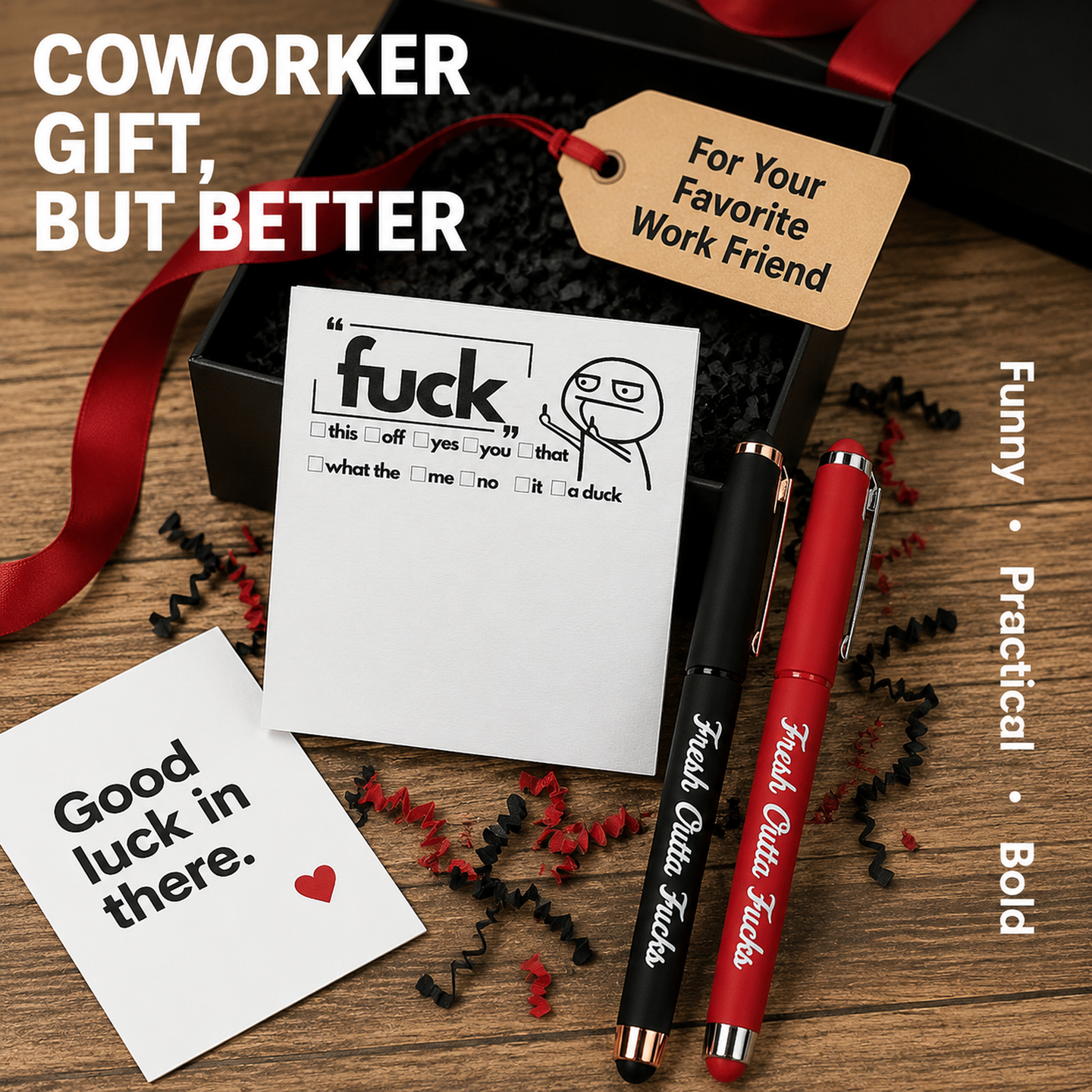 💥Last Day Promotion 49%OFF💝 The "Mental Breakdown" Office Survival Kit | Funny Sarcastic Sticky Notes &amp; "Fresh Outta Fucks" Pen Set