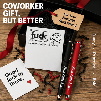 💥Last Day Promotion 49%OFF💝 The "Mental Breakdown" Office Survival Kit | Funny Sarcastic Sticky Notes &amp; "Fresh Outta Fucks" Pen Set