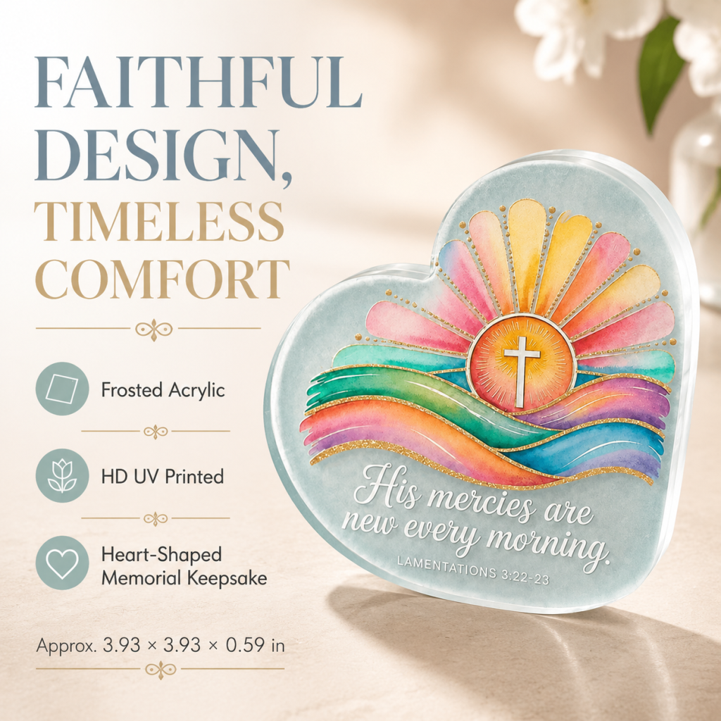 Christian Sea Glass Heart Memorial Keepsake – “His Mercies Are New Every Morning”