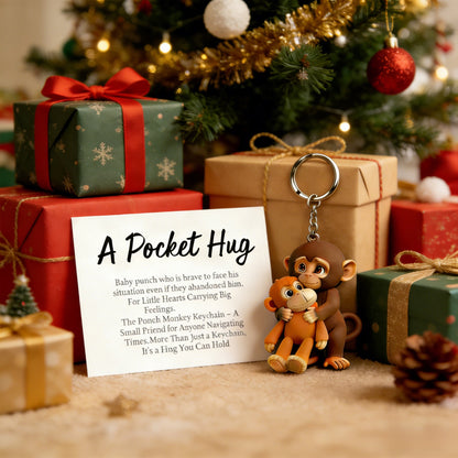 🐵💕Viral Punch Monkey Pocket Hug Keychain with Gift Card💌- Emotional Gift for Animal Lovers, Family, Friends, Loved Ones🎁