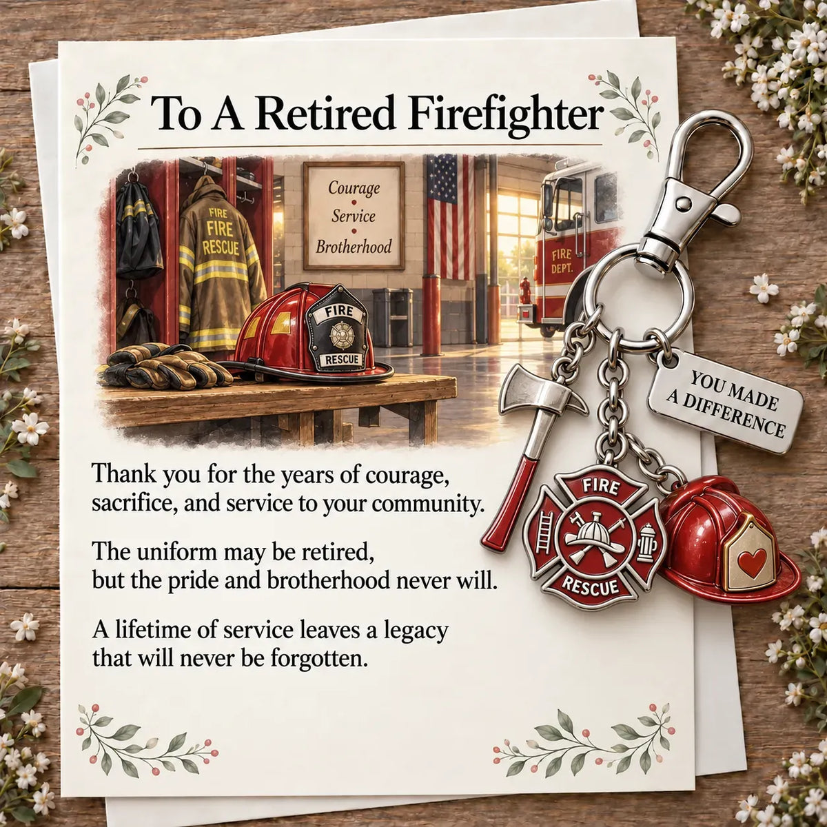 ✨ The "You Make a Difference" Retirement Appreciation Gift Set – Keychain & Greeting Card ✨