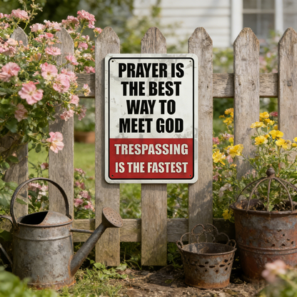 🏆Last Day Promo:49% OFF 🎖️Retro Iron "Prayer &amp; Trespassing" Wall Plaque