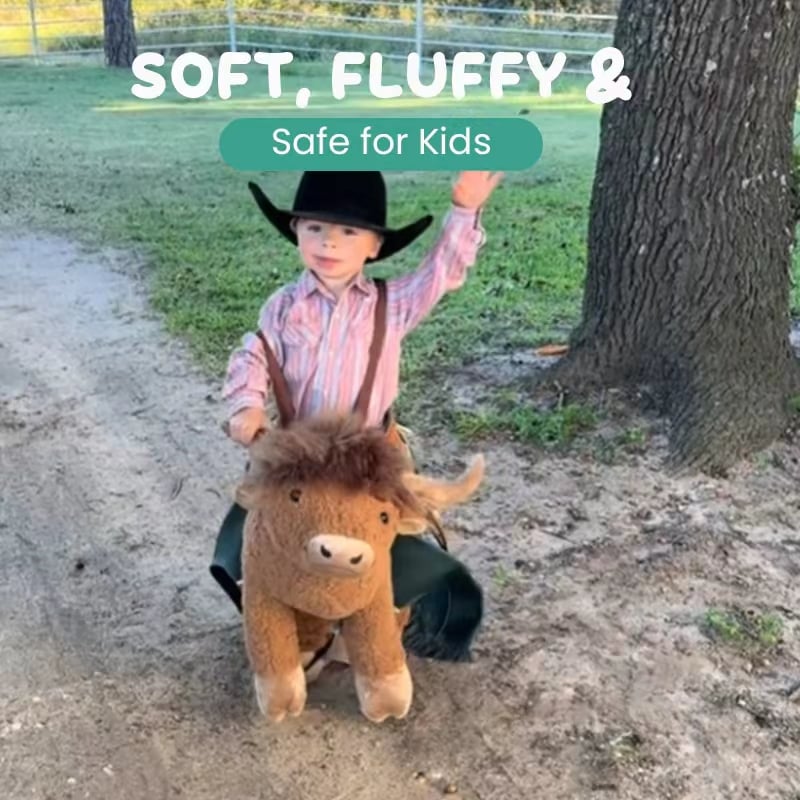 🔥🐂Ride-On Highland Cow Outfit – Humorous Plush Animal Costume