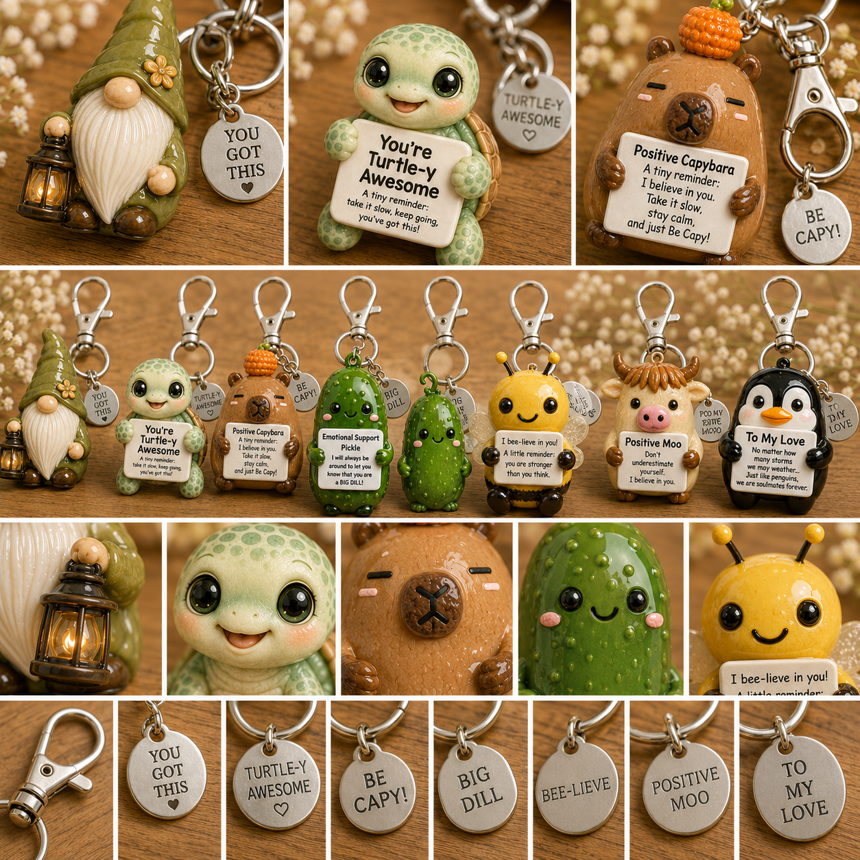 💖 Emotional Support Keychain Collection – A Tiny Reminder You’re Doing Better Than You Think