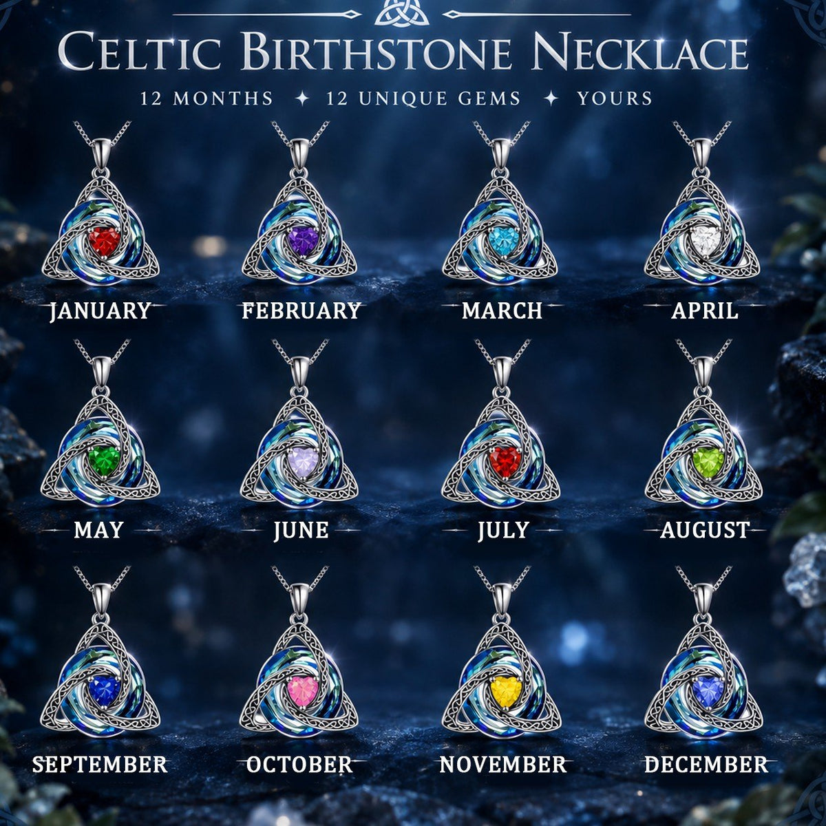 ♾️💖Birthstone Celtic Knot Necklace with cards