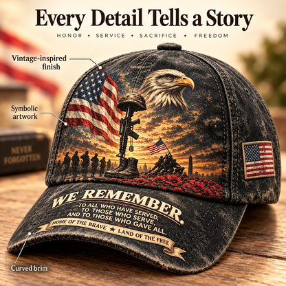 🇺🇸 "We Remember" Vintage Patriotic Baseball Cap | Honor Our Heroes 🦅