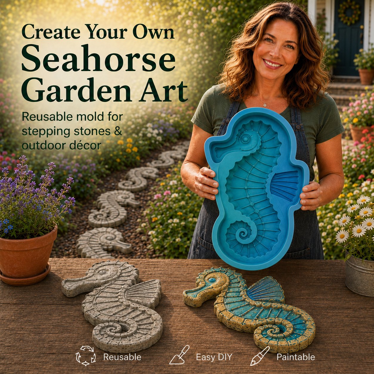 💥 LAST DAY 50% OFF - 🌊 Reusable Ocean Theme Garden Art Mold – Make Your Garden Truly One of a Kind