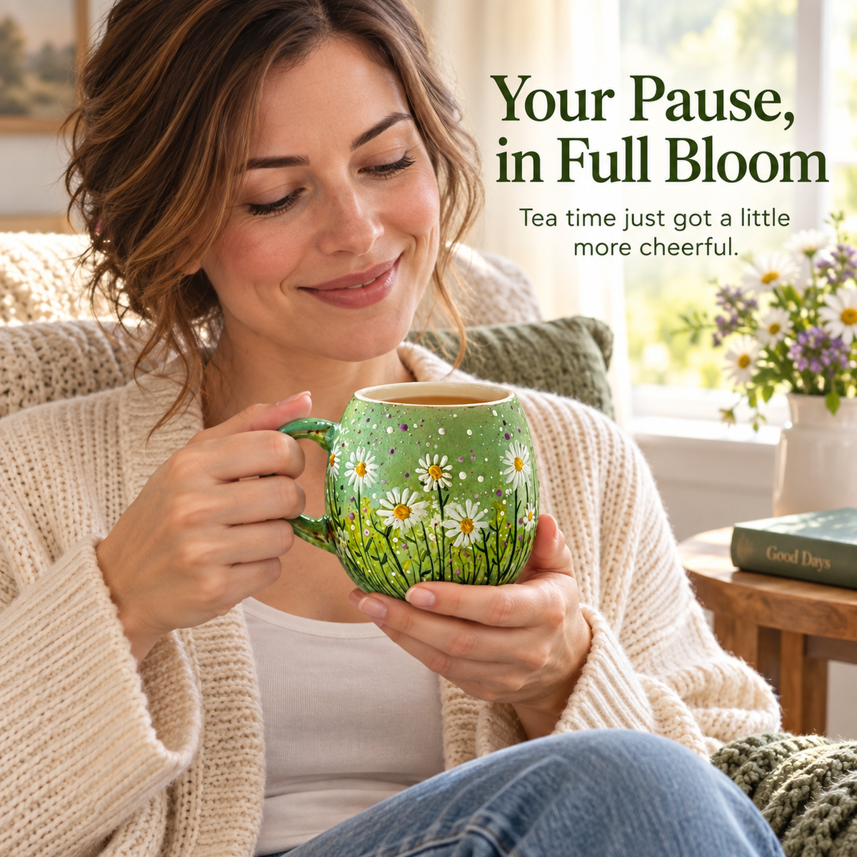 The "Morning Meadow" Daisy Ceramic Mug 🌼☕