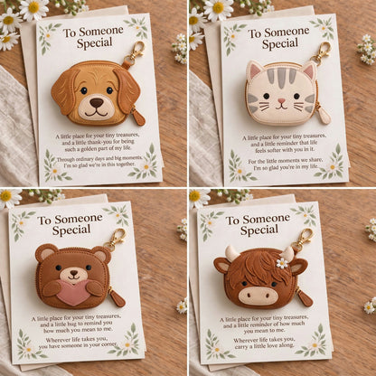 💖Little Treasures Animal Keychain Pouch & Message Card