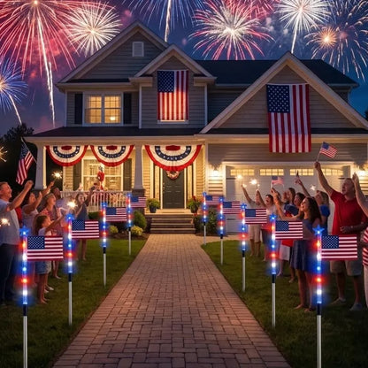🔥Last Day 49% OFF - 🔥8 Solar American Flag Pathway Lights