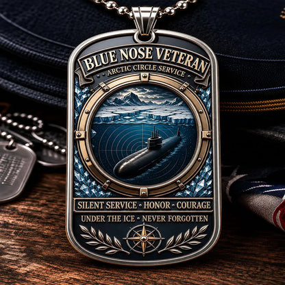 Blue Nose Veteran Dog Tag Necklace – Arctic Circle Service Submarine Tribute Pendant, Silent Service Military Keepsake Gift