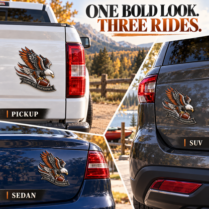 🦅 "Talons Out. Touchdown!" Premium Metal Eagle Car Emblem 5.9“*5.9” | The Ultimate Football Fan Decal