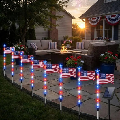🔥Last Day 49% OFF - 🔥8 Solar American Flag Pathway Lights