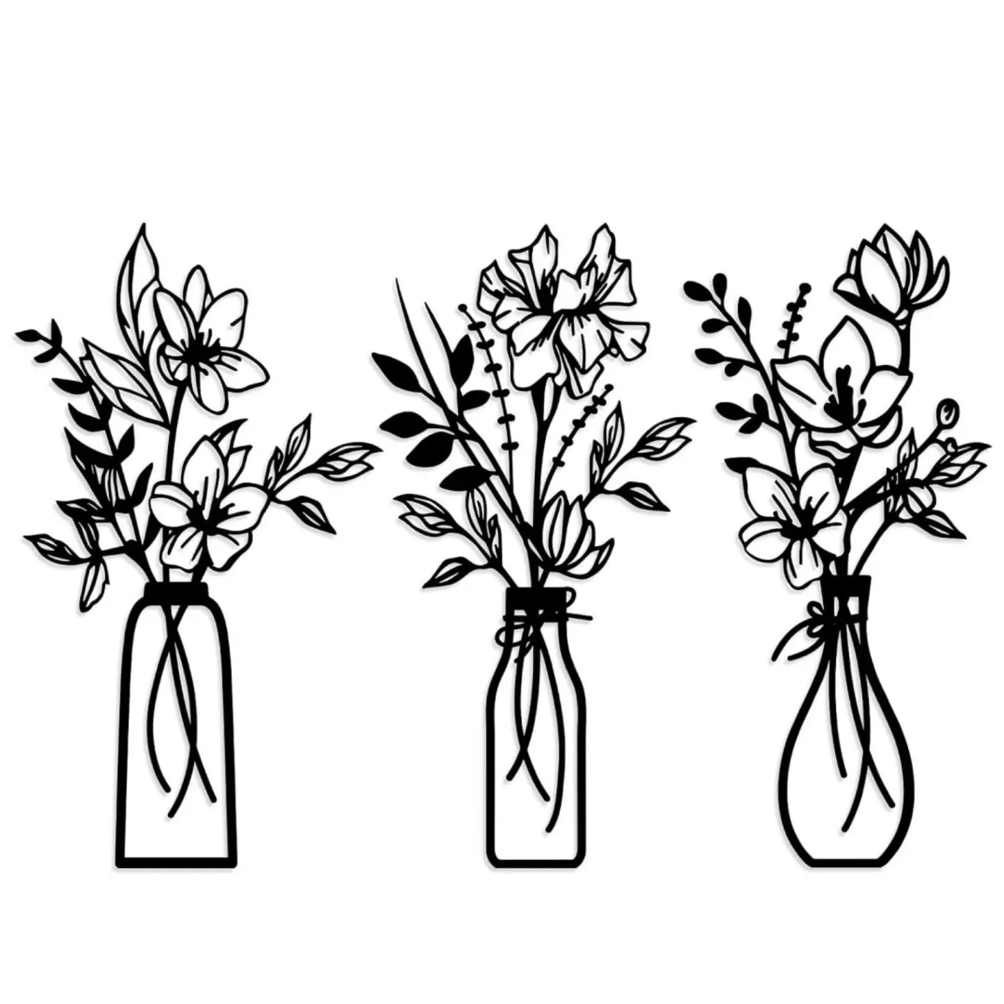 3 Pcs Metal Flowers Wall Art