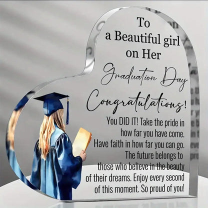 🎓 Acrylic Heart-Shaped Inspirational Graduation Gifts For Her