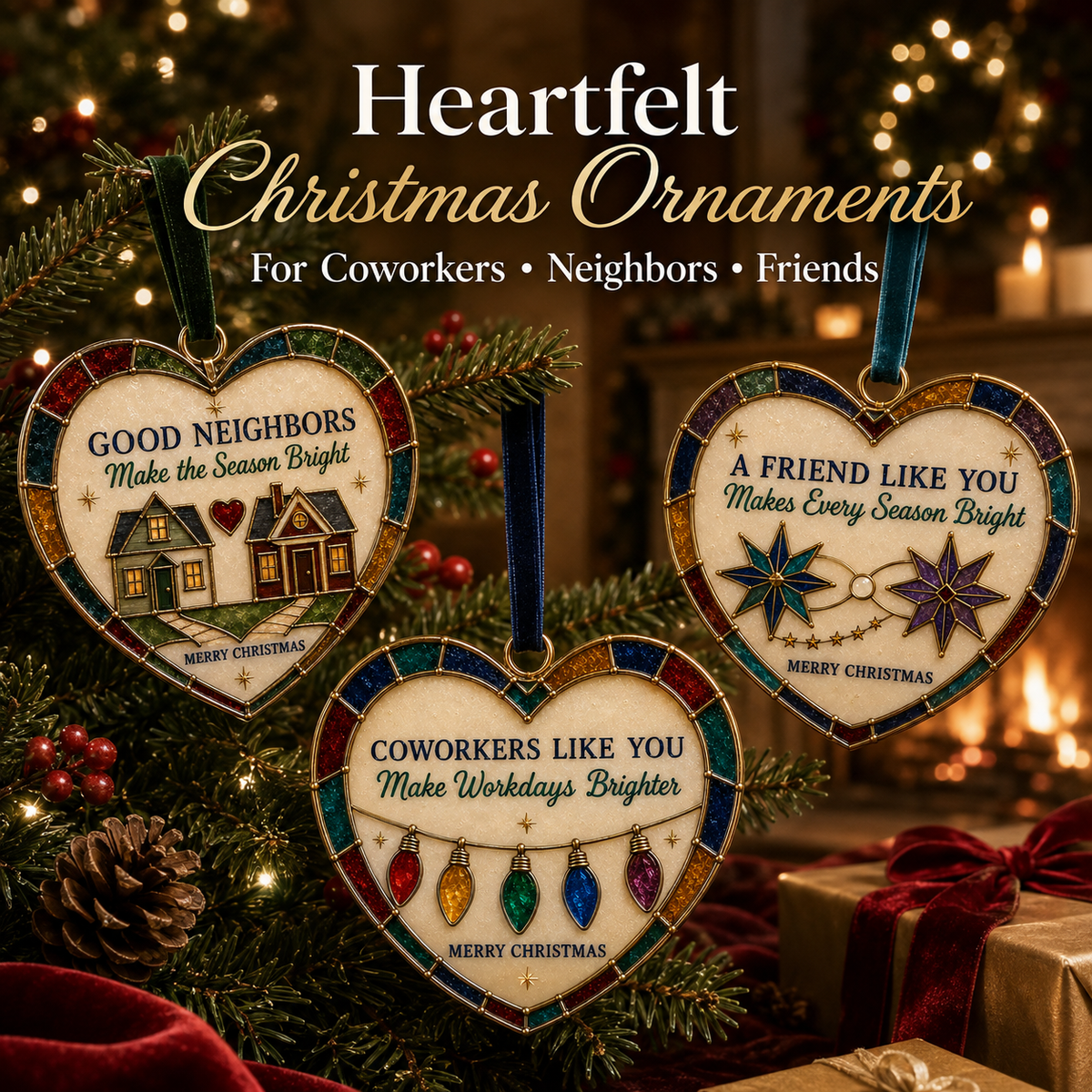 ✨ Heartfelt "Stained-Glass Style" Christmas Ornaments | The Perfect Holiday Gift for Everyone You Love ❤️🎄