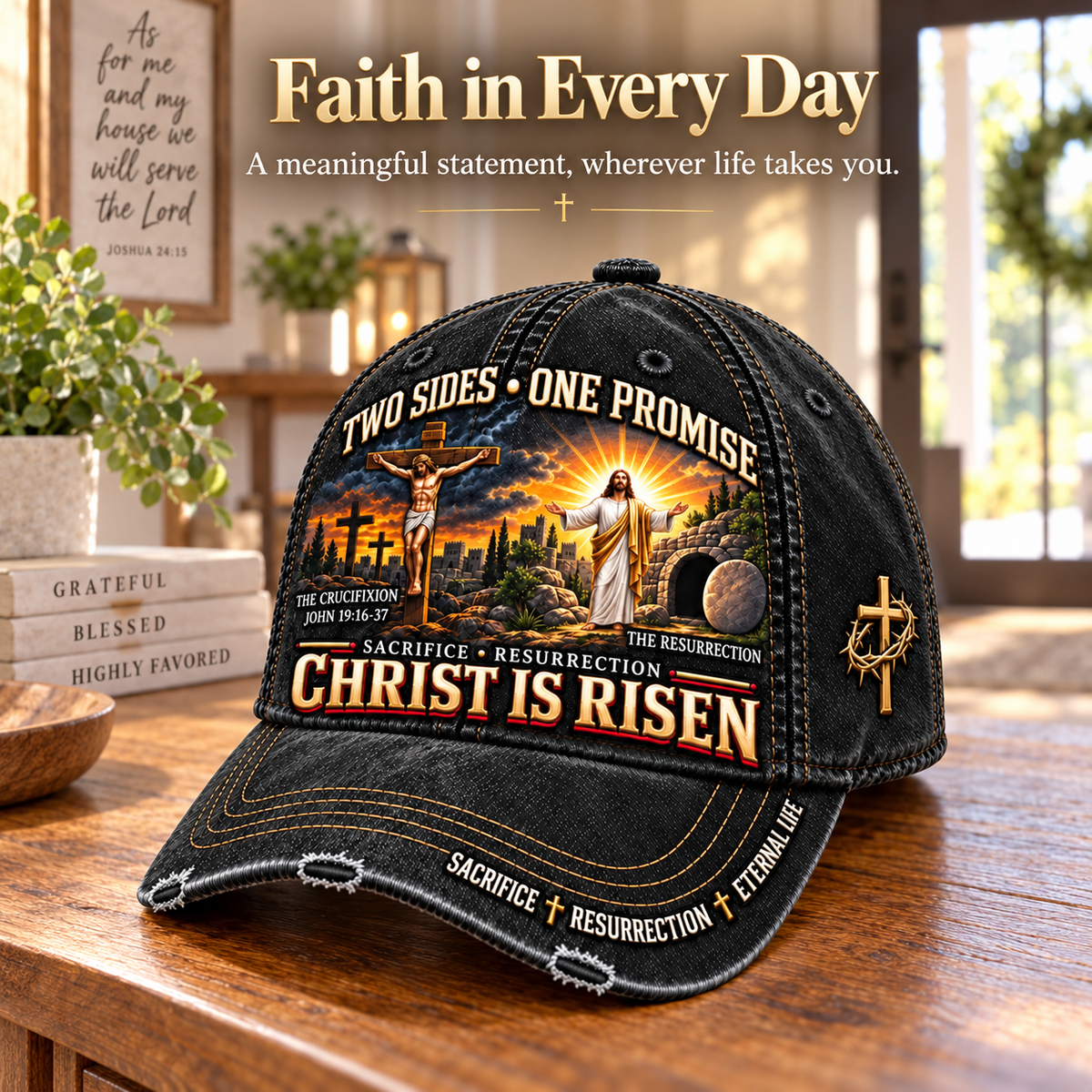 🔥Last Day 50% OFF ✝️ Christ Is Risen Two Sides One Promise Baseball Cap