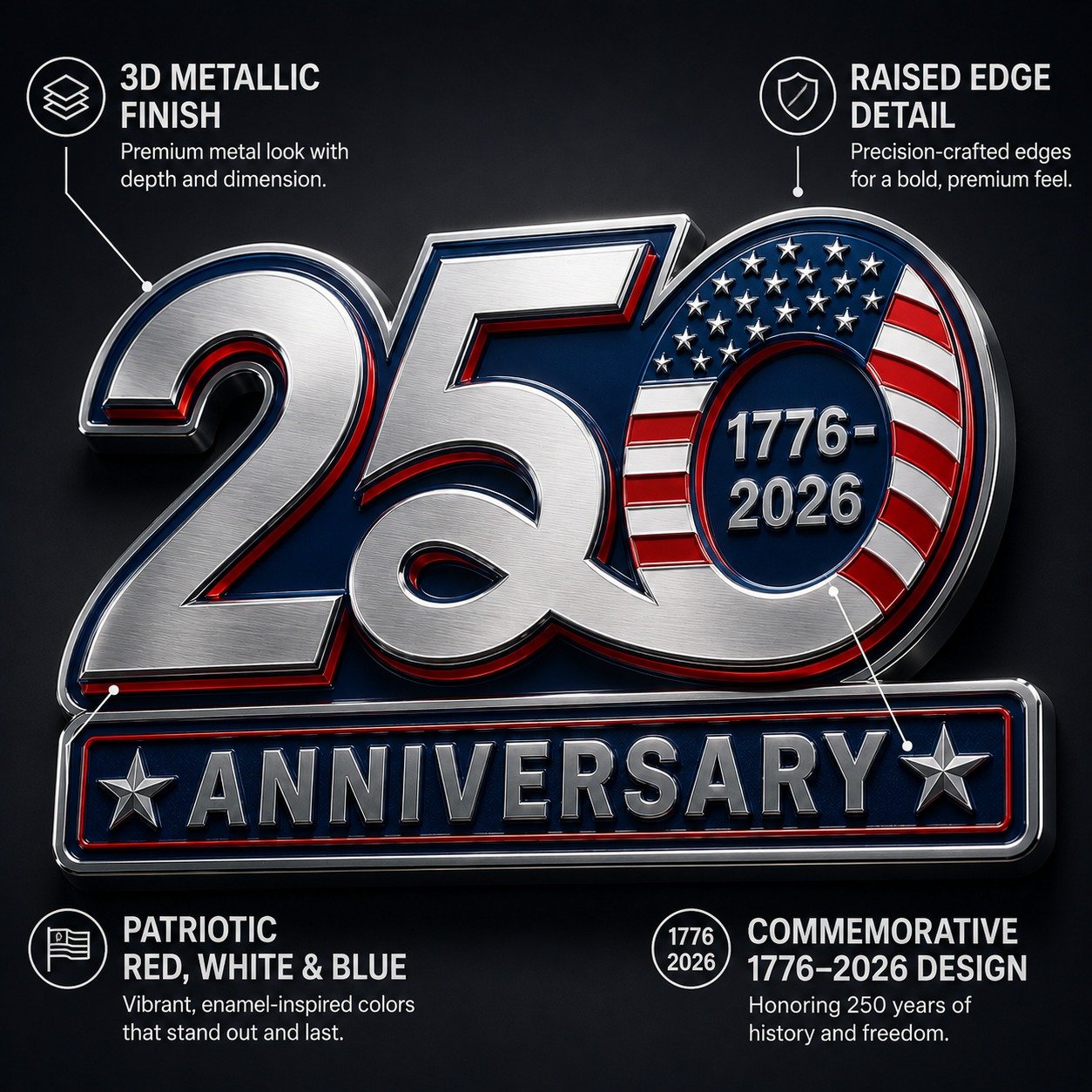 🎉Celebrate 250th Anniversary with a Patriotic Car Emblem