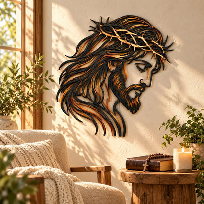 ✝️ Crown of Grace Jesus Metal Wall ArtTM – Rustic Faith-Inspired Christian Wall Decor