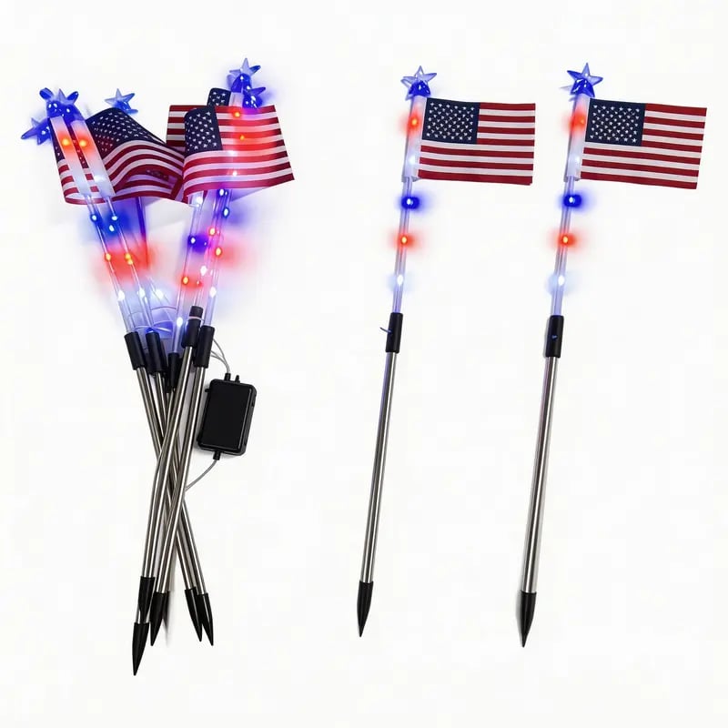🔥Last Day 49% OFF - 🔥8 Solar American Flag Pathway Lights