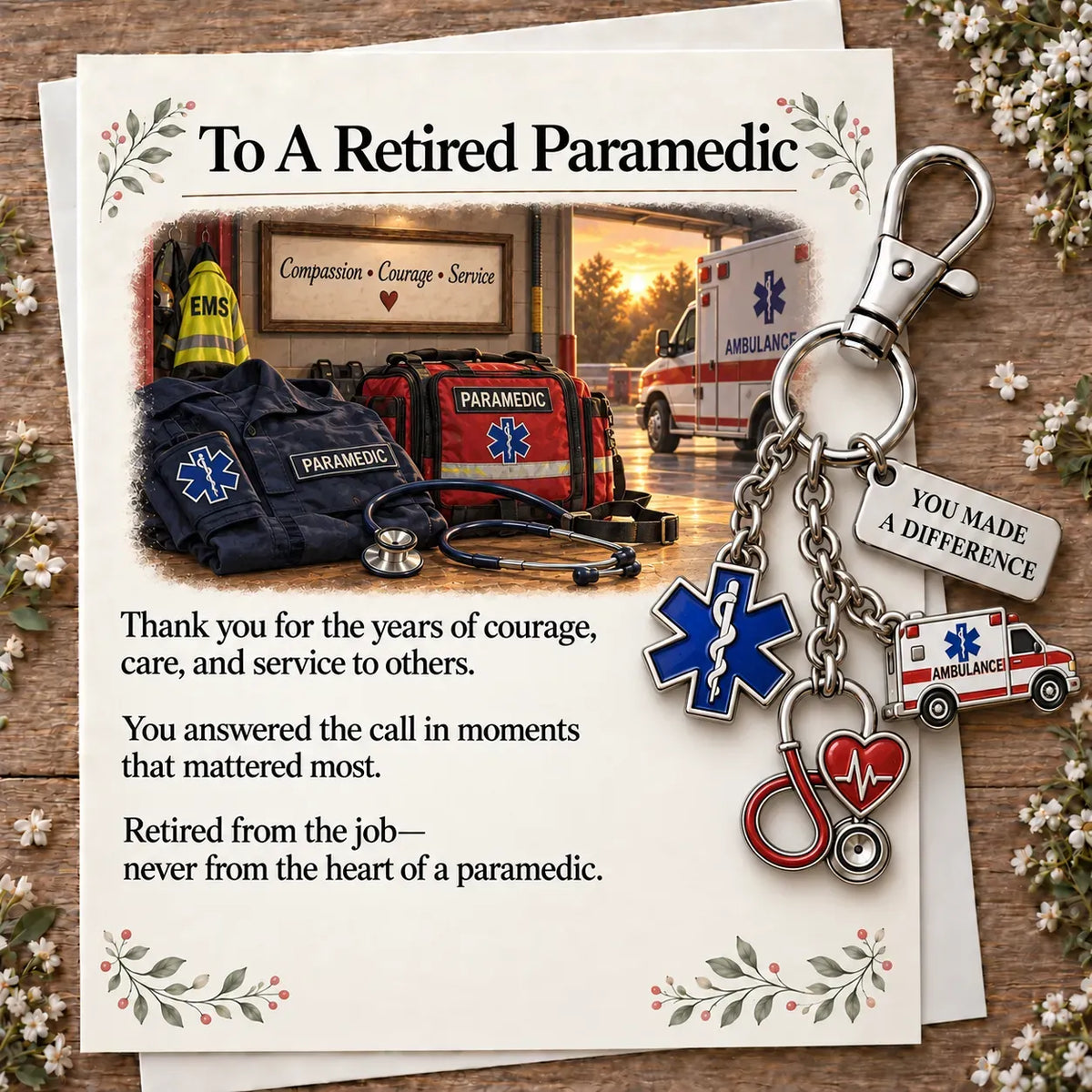 ✨ The "You Make a Difference" Retirement Appreciation Gift Set – Keychain & Greeting Card ✨