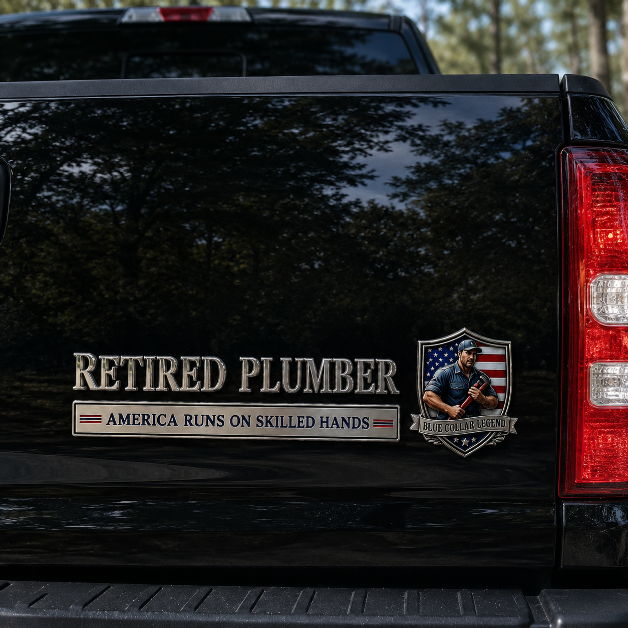 🔧 Retired Plumber America Runs On Skilled Hands Metal Car Emblem Badge