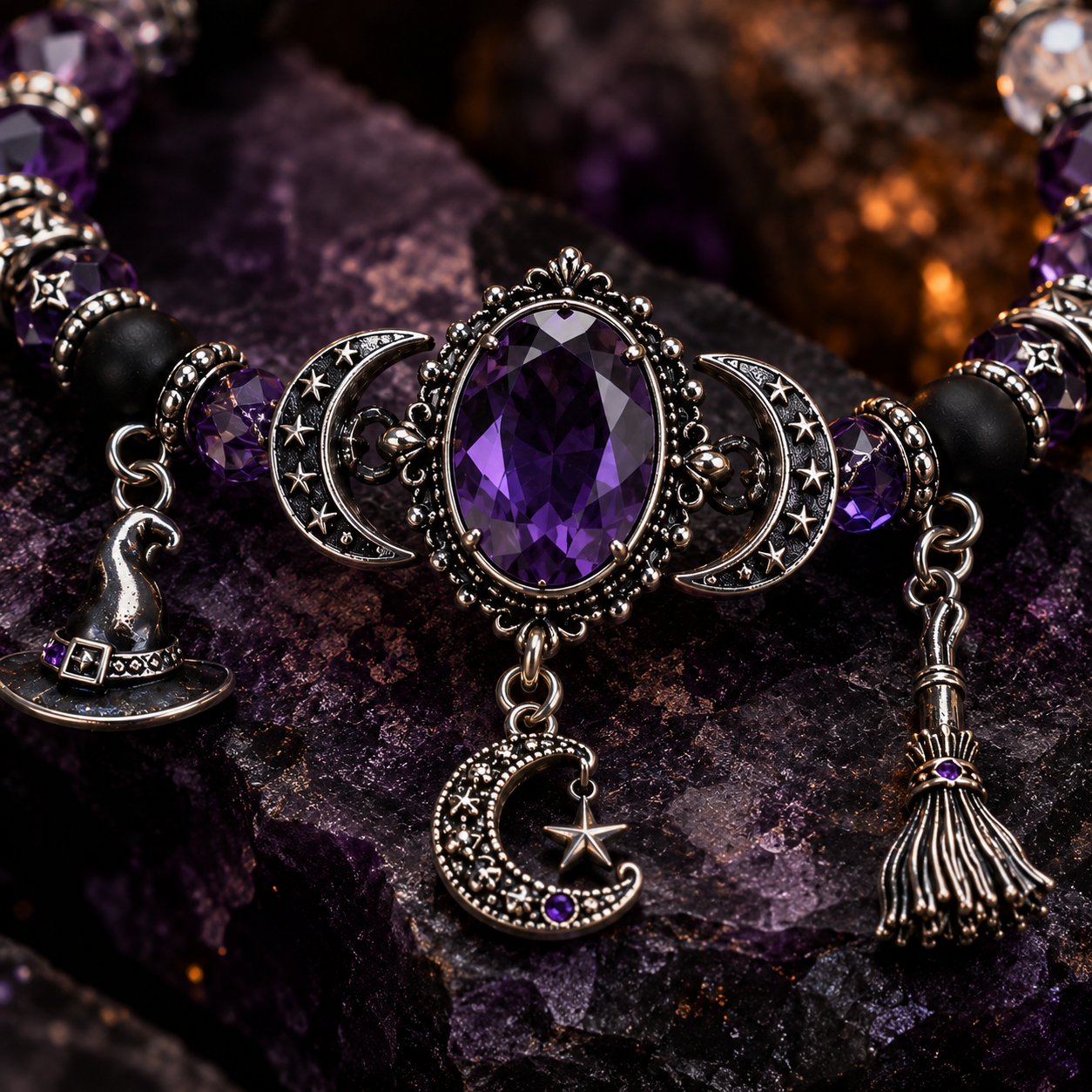 🔮 Witch’s Crystal Moon Charm Bracelet🔥🔥