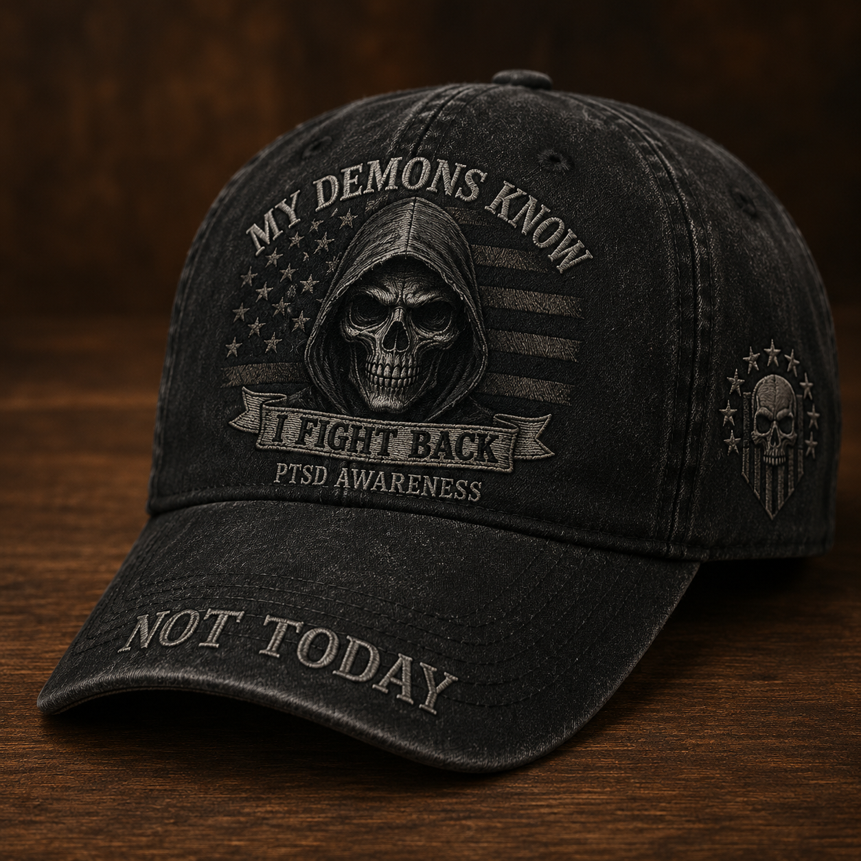 My Demons Know PTSD Awareness Cap 🎁 Free Honor Coin With Every Cap Purchase