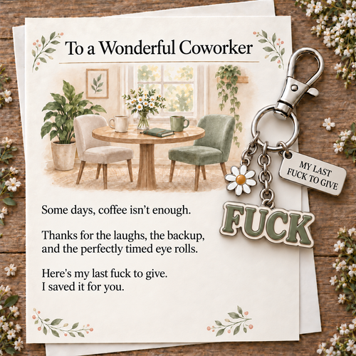 ☕ Coffee or Last Fuck? 😂 Coworker Keychains & Message Cards