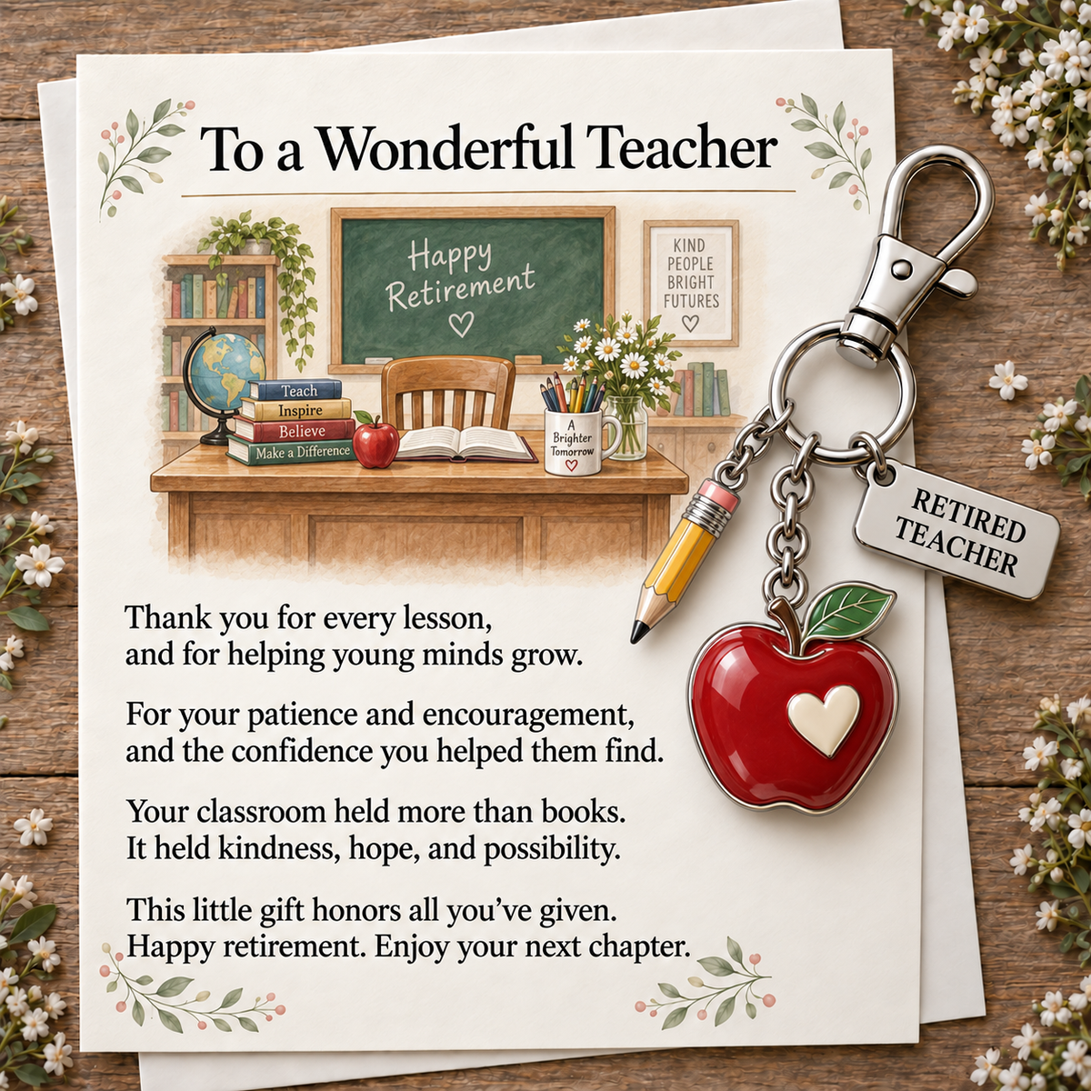 Retirement Keychain & Keepsake Card